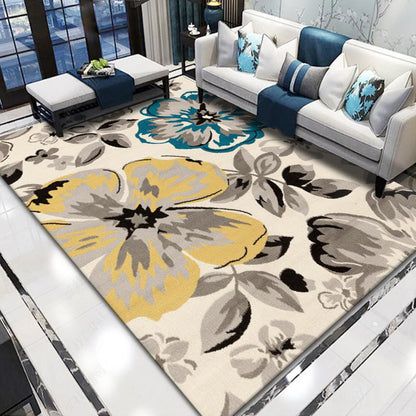 Rynx | Retro living room rug multicolored floral pattern indoor rug polyester non-slip fringed edge rug
