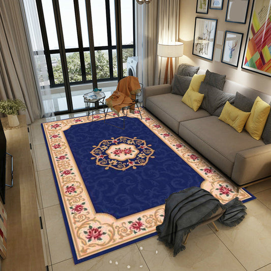 Rynx | Shabby Chic Living Room Rug Multicolor Floral Pattern Indoor Rug Cotton Blend Non-Slip Back Pet-Friendly Area Rug