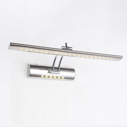 Rynx | Nickel Finish Linear Wall Lamp Contemporary 16"/21.5" Width LED Metallic Makeup Lighting in White/Warm Light