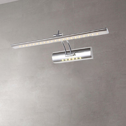 Rynx | Nickel Finish Linear Wall Lamp Contemporary 16"/21.5" Width LED Metallic Makeup Lighting in White/Warm Light