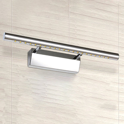Rynx | Modern Style Cylinder Vanity Wall Sconce Metallic 10"/16" W LED Bathroom Wall Light in Chrome, Warm-/White Light