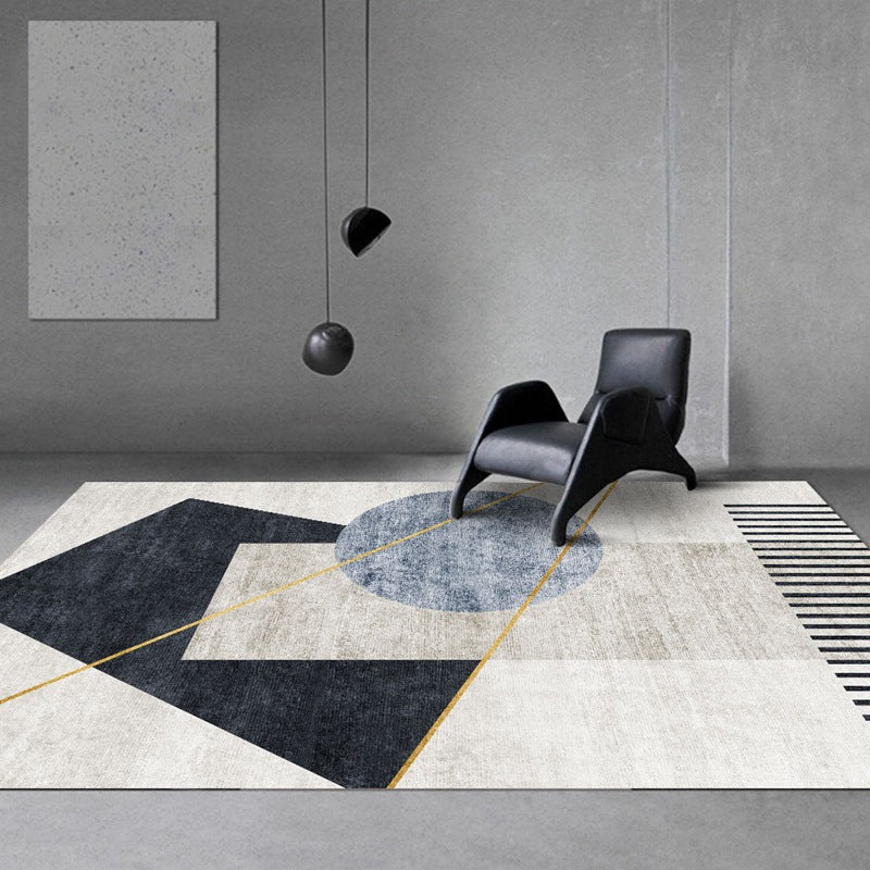 Rynx | Multicolored Relaxation Mat Polypropylene Geo Printed Indoor Carpet Non-slip Back Stain-resistant Area Rug for Salon
