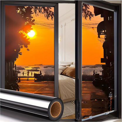 Rynx | Classic One Way Privacy Window Film - 3mil PVC, Peel and Stick Sun Blocking Reflective Mirror Film with Anti-UV - Daytime Privacy for Home and Office