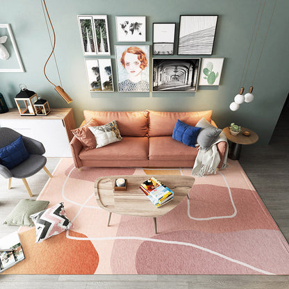 Rynx | Multicolored Hand-Printed Rug Polypropylene Relaxation Area Rug Non-Slip Back Washable Indoor Rug for the Living Room