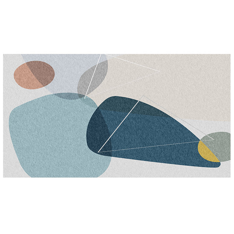 Rynx | Multicolored Hand-Printed Rug Polypropylene Relaxation Area Rug Non-Slip Back Washable Indoor Rug for the Living Room