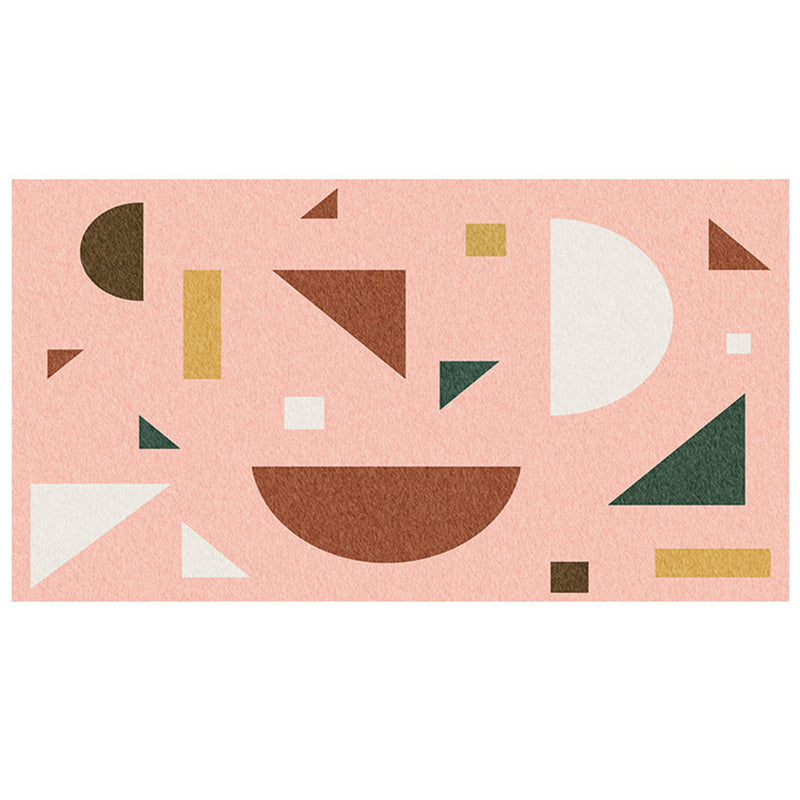 Rynx | Multicolored Hand-Printed Rug Polypropylene Relaxation Area Rug Non-Slip Back Washable Indoor Rug for the Living Room
