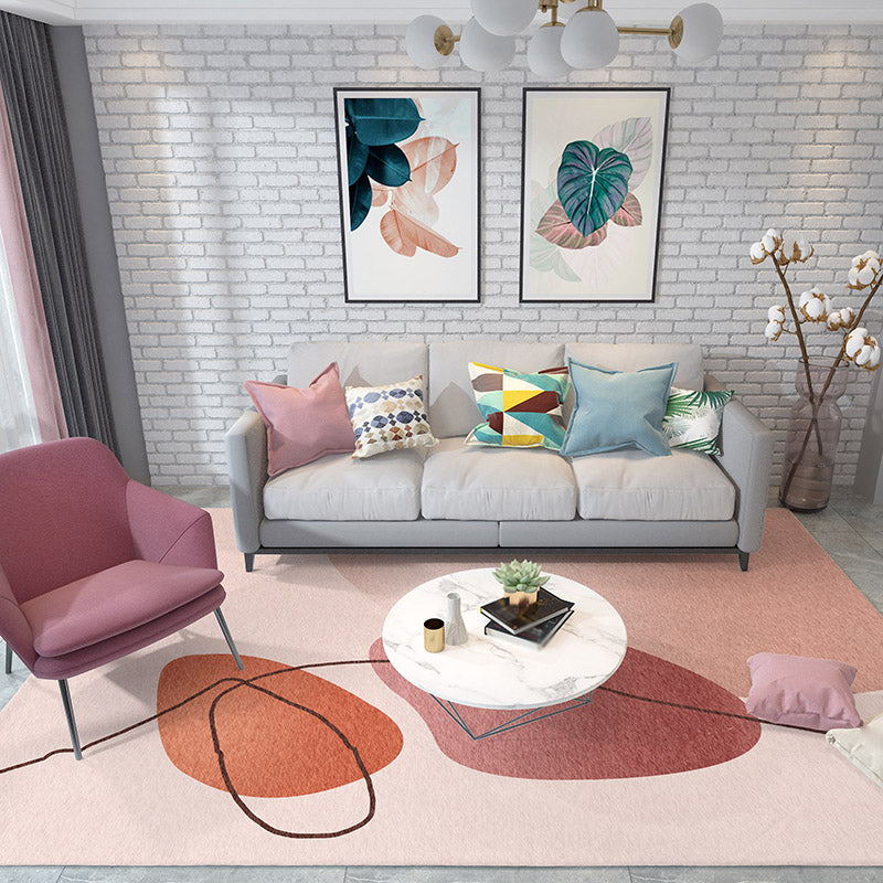 Rynx | Multicolored Hand-Printed Rug Polypropylene Relaxation Area Rug Non-Slip Back Washable Indoor Rug for the Living Room