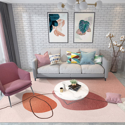 Rynx | Multicolored Hand-Printed Rug Polypropylene Relaxation Area Rug Non-Slip Back Washable Indoor Rug for the Living Room