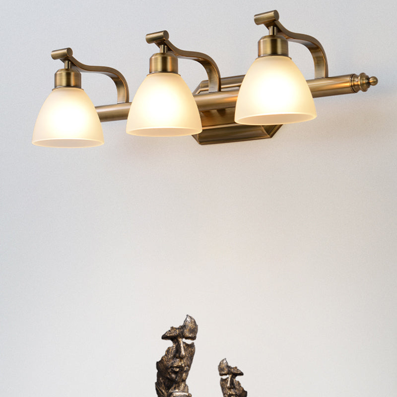 Rynx | Frosted Glass Brass Wall Lamp Bell Shaped Country Style Vanity Sconce Light for Bathroom