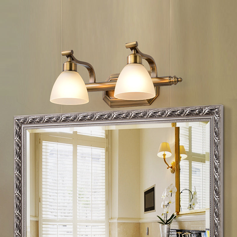 Rynx | Frosted Glass Brass Wall Lamp Bell Shaped Country Style Vanity Sconce Light for Bathroom