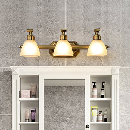 Rynx | Frosted Glass Brass Wall Lamp Bell Shaped Country Style Vanity Sconce Light for Bathroom