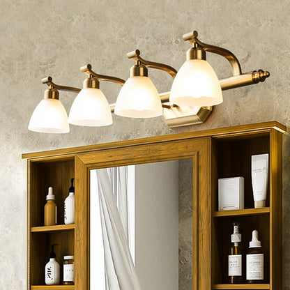 Rynx | Frosted Glass Brass Wall Lamp Bell Shaped Country Style Vanity Sconce Light for Bathroom