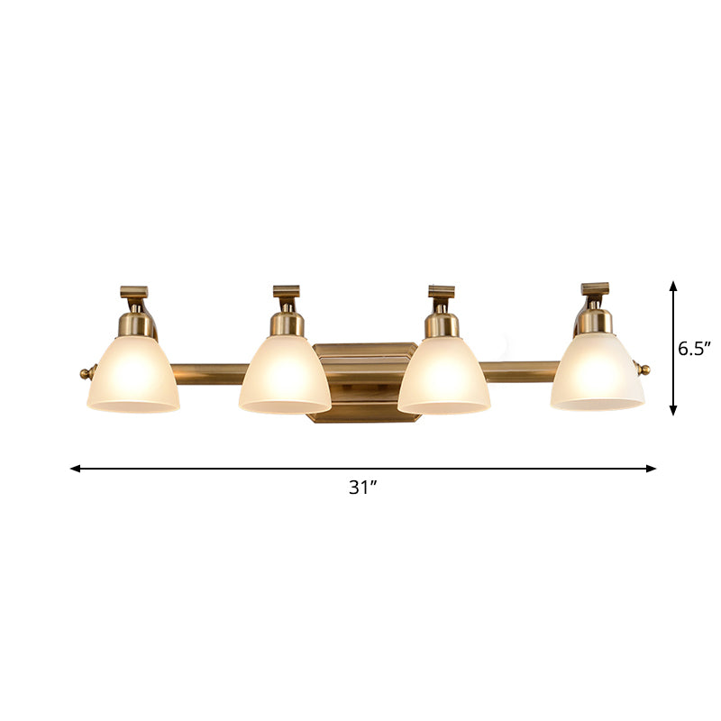 Rynx | Frosted Glass Brass Wall Lamp Bell Shaped Country Style Vanity Sconce Light for Bathroom