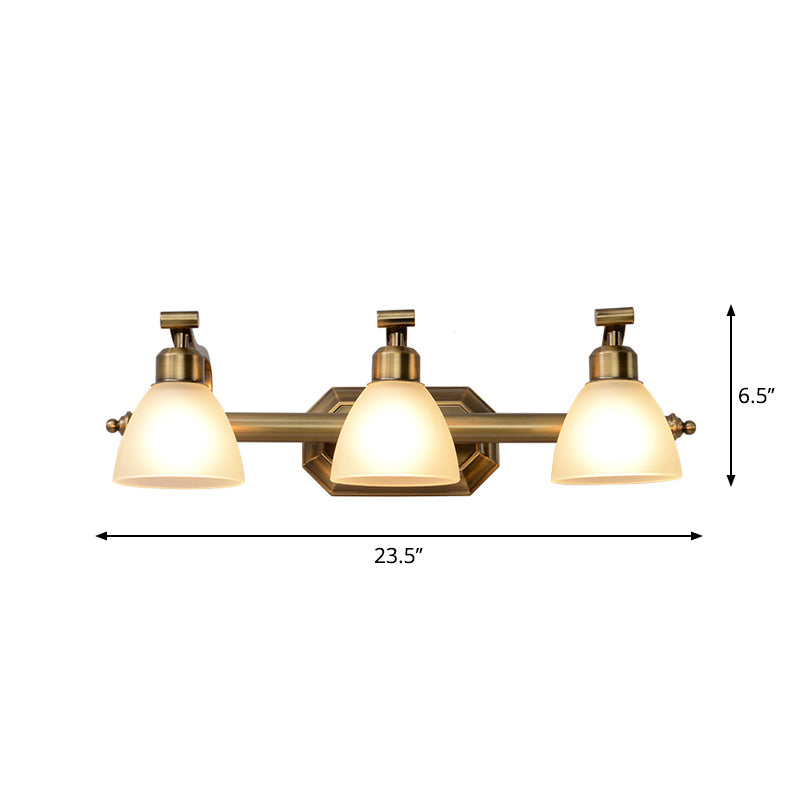Rynx | Frosted Glass Brass Wall Lamp Bell Shaped Country Style Vanity Sconce Light for Bathroom