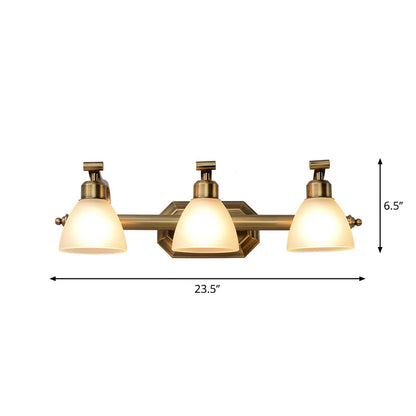 Rynx | Frosted Glass Brass Wall Lamp Bell Shaped Country Style Vanity Sconce Light for Bathroom