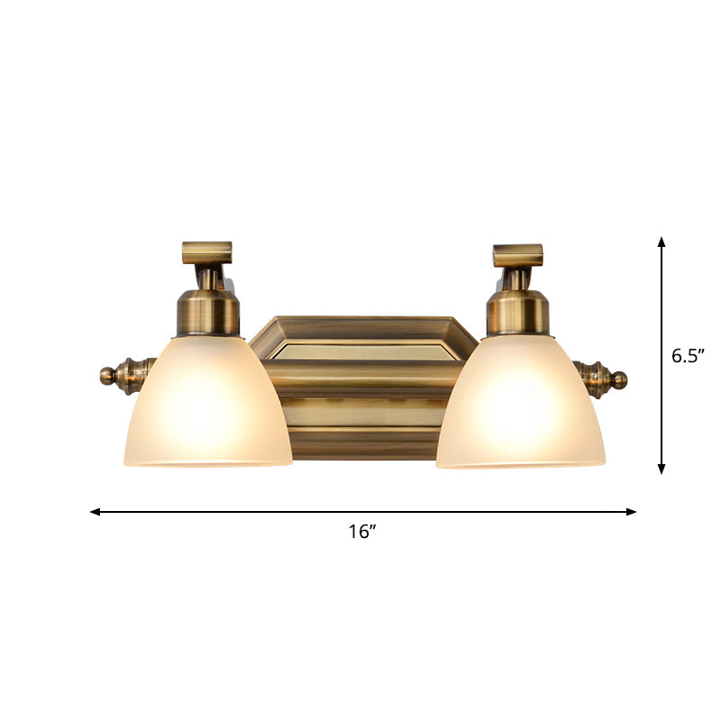 Rynx | Frosted Glass Brass Wall Lamp Bell Shaped Country Style Vanity Sconce Light for Bathroom