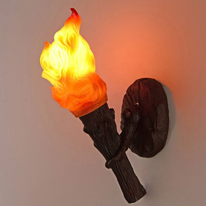 Rynx | Resin Torch Shaped Wall Lamp Decorative Single Bulb Foyer Wall Mounted Lamp in Orange