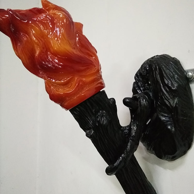 Rynx | Resin Torch Shaped Wall Lamp Decorative Single Bulb Foyer Wall Mounted Lamp in Orange