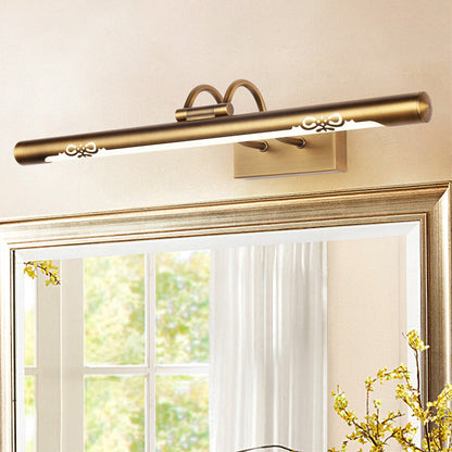 Rynx | Bronze Perforated Tube Wall Lamp Traditional Metal Bathroom Rotatable LED Mirror Lighting
