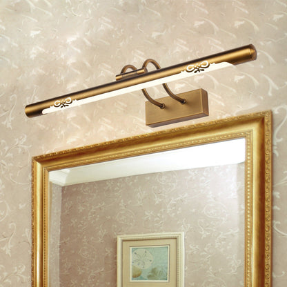 Rynx | Bronze Perforated Tube Wall Lamp Traditional Metal Bathroom Rotatable LED Mirror Lighting
