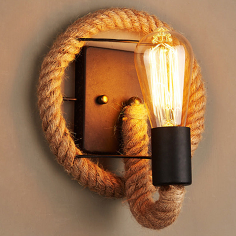 Rynx | Running Shape Rope Wall Lamp Rustic 1-Head Hallway Wall Lamp wi