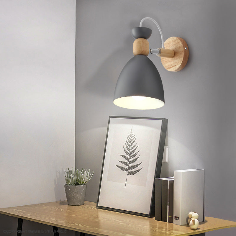 Rynx | Rotatable Shade Metal Wall Mounted Reading Light Macaron Style 1-Light Wall Lamp for Bedroom
