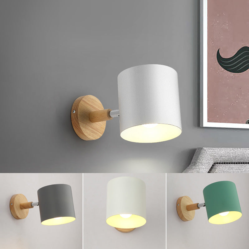 Rynx | Rotatable Shade Metal Wall Mounted Reading Light Macaron Style 1-Light Wall Lamp for Bedroom