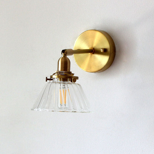 Rynx | Minimalist Rejuvenation Rotating Wall Lighting Single Lamps Glass Wall Lamp in Brass for Living Room