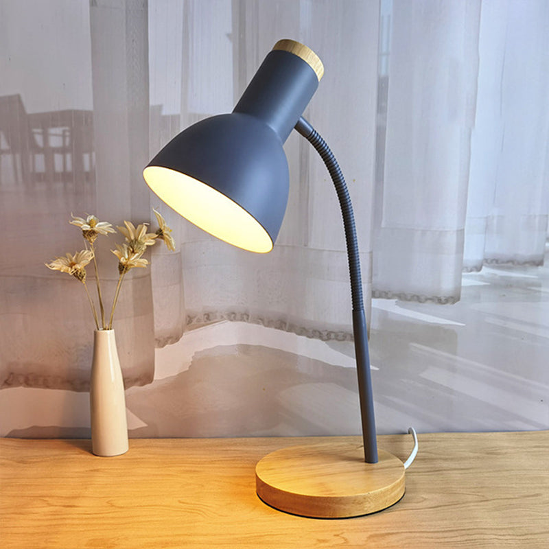 Rynx | Flexible Gooseneck Metal Reading Lamp Nordic Style Single Nightstand Lamp with Bell Shade