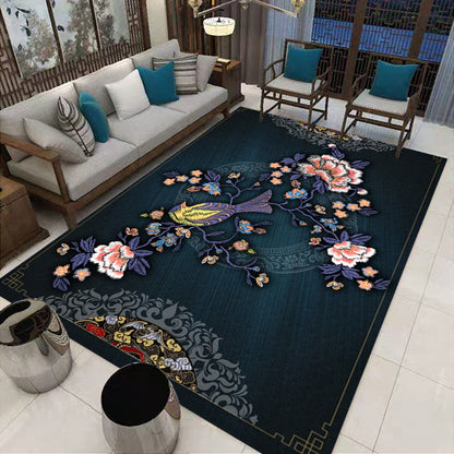 Rynx | Multi-Colored Oriental Carpet Cotton Blend Patterned Area Rug Non-Slip Back Pet-Friendly Indoor Diamond Carpet for the Living Room