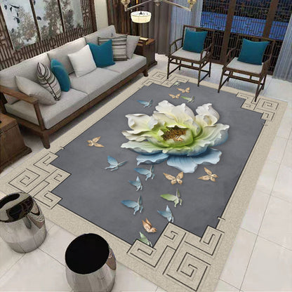 Rynx | Multi-Colored Oriental Carpet Cotton Blend Patterned Area Rug Non-Slip Back Pet-Friendly Indoor Diamond Carpet for the Living Room
