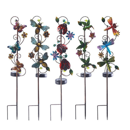 Rynx | GardenGlow Solar Garden Light | Metal Design | Butterfly, Dragonfly, Hummingbird | Landscape Lighting