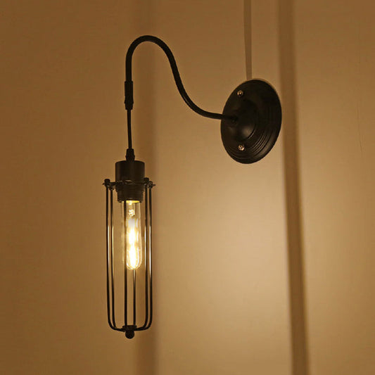 Rynx | Metal Cylinder/Hexagonal Engaged Wall Lamp Farm 1 Lamp Restaurant Wall Mount Fixture in Black