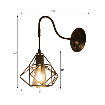 Rynx | Metal Cylinder/Hexagonal Engaged Wall Lamp Farm 1 Lamp Restaurant Wall Mount Fixture in Black