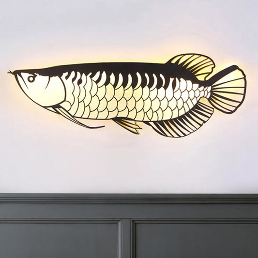 Rynx | Fish-shaped Kindergarten Wall Lamp Acrylic Creative LED Wall Lamp in Black