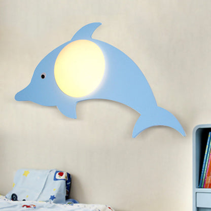 Rynx | Wood Cartoon Pattern Wall Lamp Contemporary LED Wall Lamp for Nursing Room Bedroom