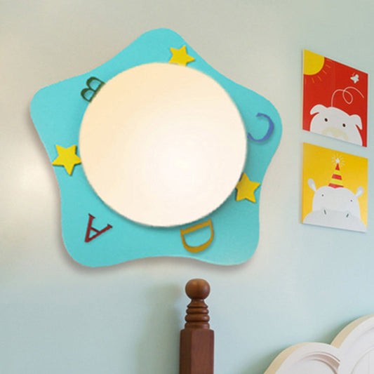 Rynx | Wood Cartoon Pattern Wall Lamp Contemporary LED Wall Lamp for Nursing Room Bedroom