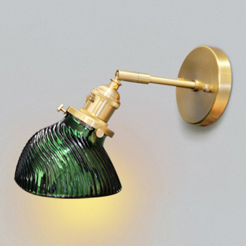 Rynx | Rotatable Wall Light for Adults Bedroom Metal Single Light Green and Brass Wall Lamp