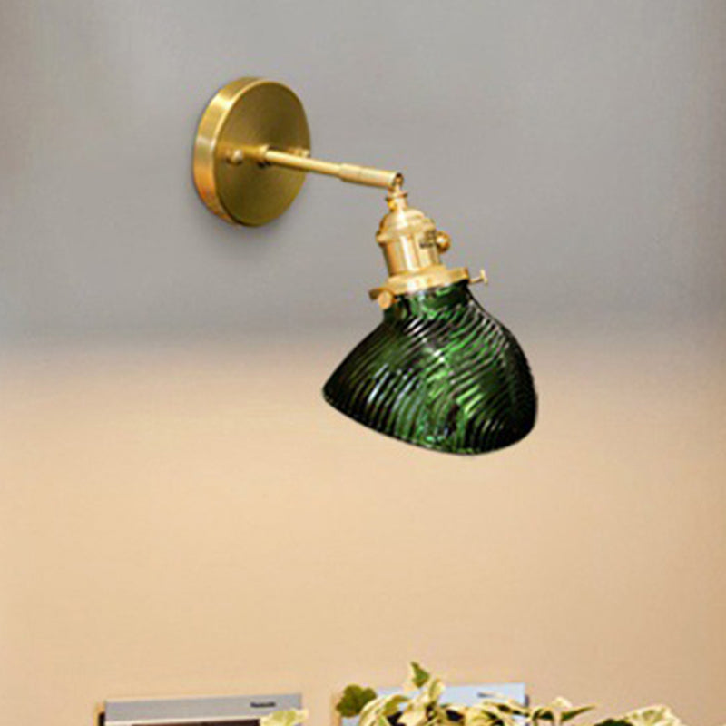 Rynx | Rotatable Wall Light for Adults Bedroom Metal Single Light Green and Brass Wall Lamp
