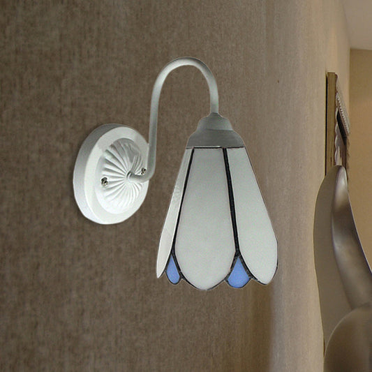Rynx | Lily Wall Lamp 1 Head White Glass Tiffany Wall Mounted Light for Bedroom