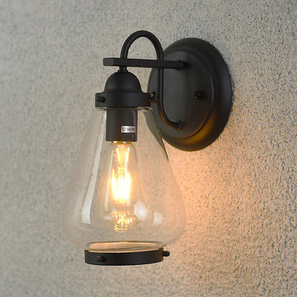 Rynx | Clear Glass Black Wall Light Cone 1-Light Industrial Wall Lamp Light for Porch