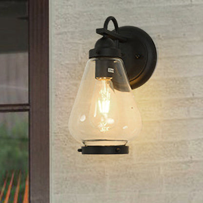 Rynx | Clear Glass Black Wall Light Cone 1-Light Industrial Wall Lamp Light for Porch