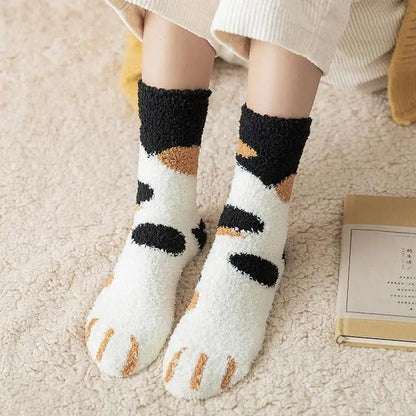 Rynx | Cozy Cat Paw Socks – Plush Fleece Ankle Socks with Elastic Fit