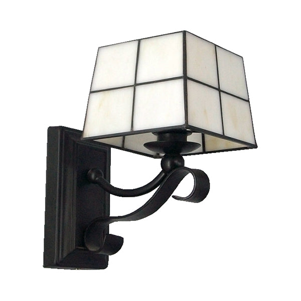 Rynx | Pink/Blue/Beige Square Wall Lamp Tiffany Style Colored Glass 1 Light Wall Mount Fixture for Bedroom