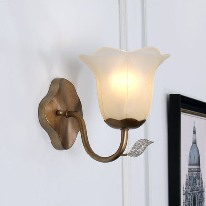 Rynx | 1 Light Flared Vanity Lamp Traditional White Glass Wall Lamp for Dining Room with Curved Arm