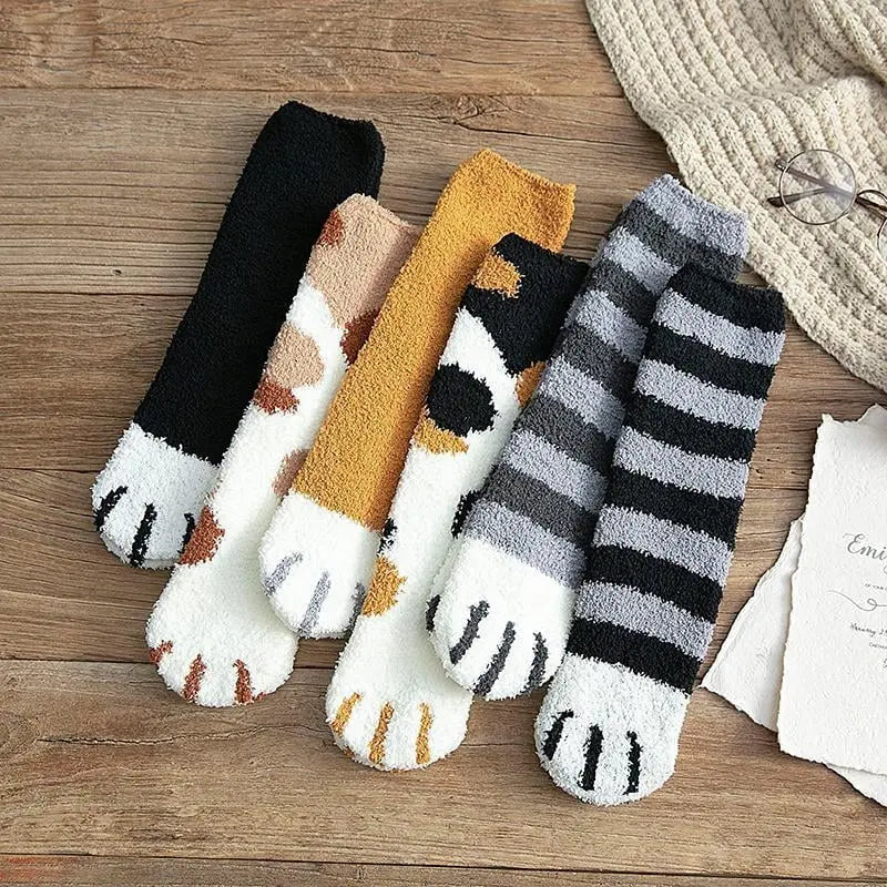 Rynx | Cozy Cat Paw Socks – Plush Fleece Ankle Socks with Elastic Fit