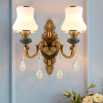 Rynx | Vase White Glass Wall Mount Light Nordic Living Room 1/2 Heads Brass Wall Lamp