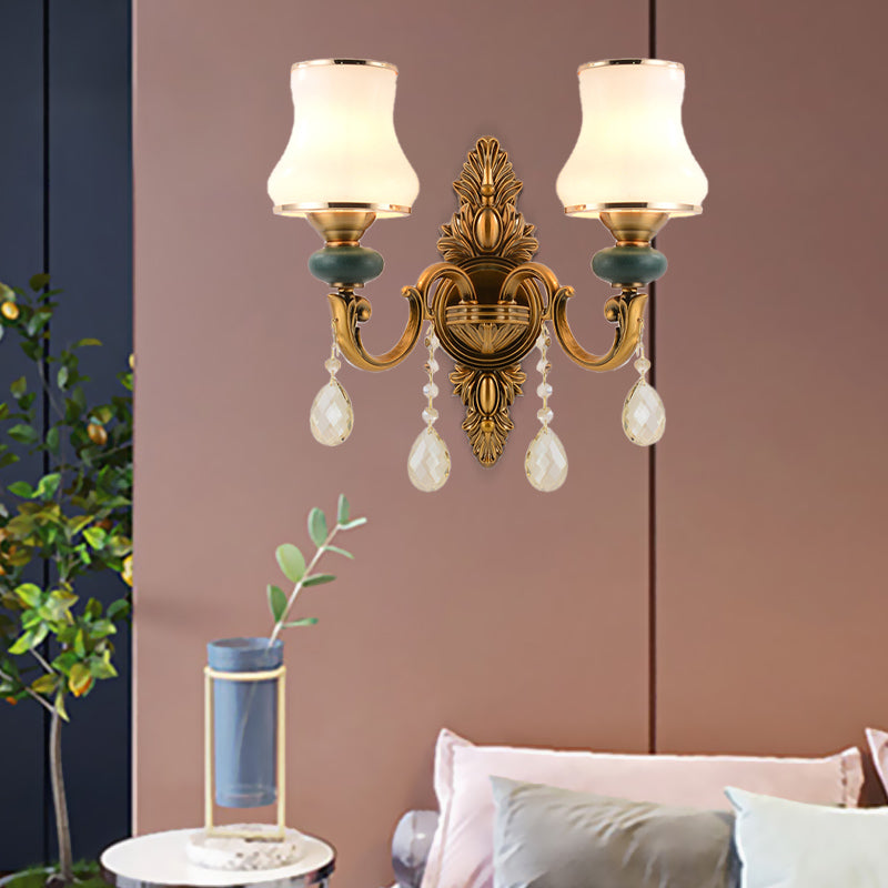 Rynx | Vase White Glass Wall Mount Light Nordic Living Room 1/2 Heads Brass Wall Lamp