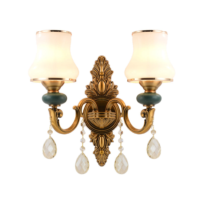 Rynx | Vase White Glass Wall Mount Light Nordic Living Room 1/2 Heads Brass Wall Lamp