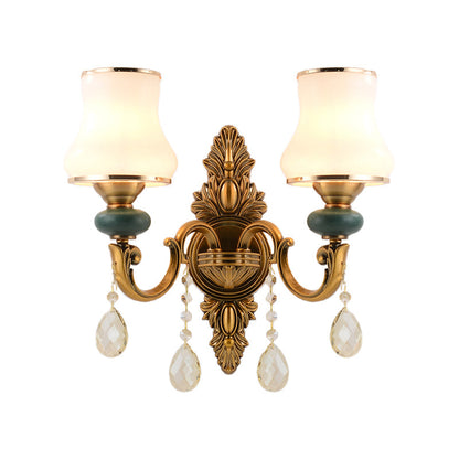 Rynx | Vase White Glass Wall Mount Light Nordic Living Room 1/2 Heads Brass Wall Lamp